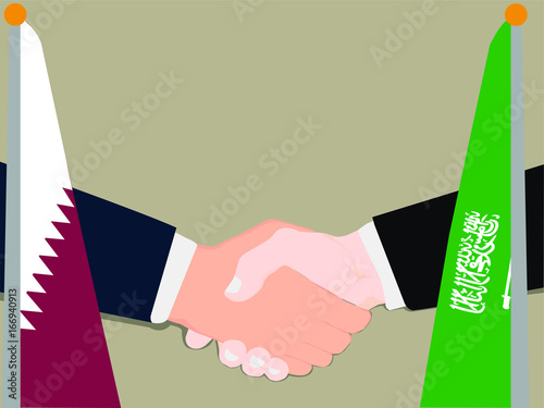 Deal Cooperation partnership Qatar and Saudi Arabia with the businessman handshake symbol vector illustration in a business environment