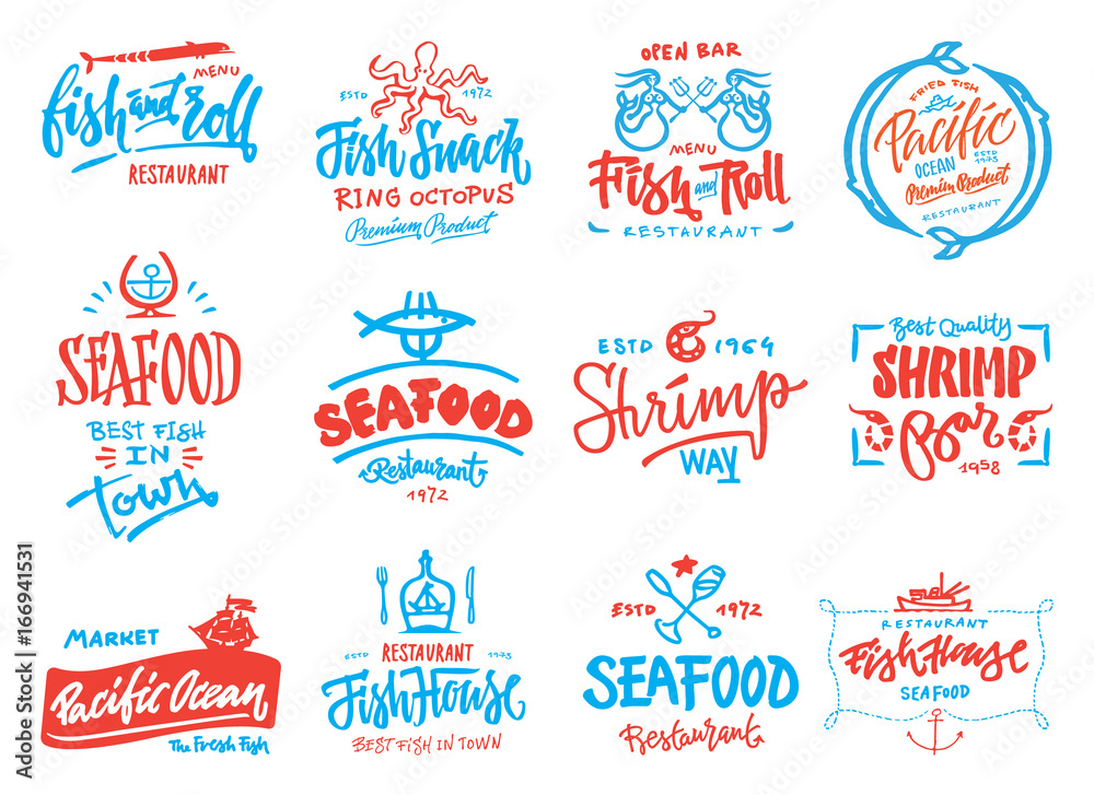 Seafood icons set