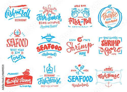 Seafood icons set