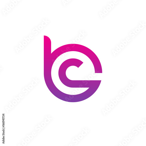 Initial letter bc, cb, c inside b, linked line circle shape logo, purple pink gradient color