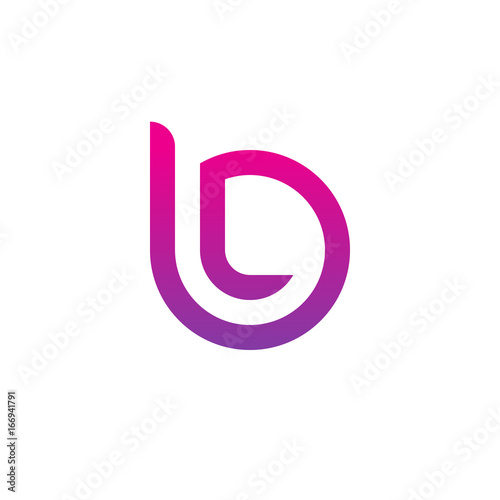 Initial letter bl, lb, l inside b, linked line circle shape logo, purple pink gradient color