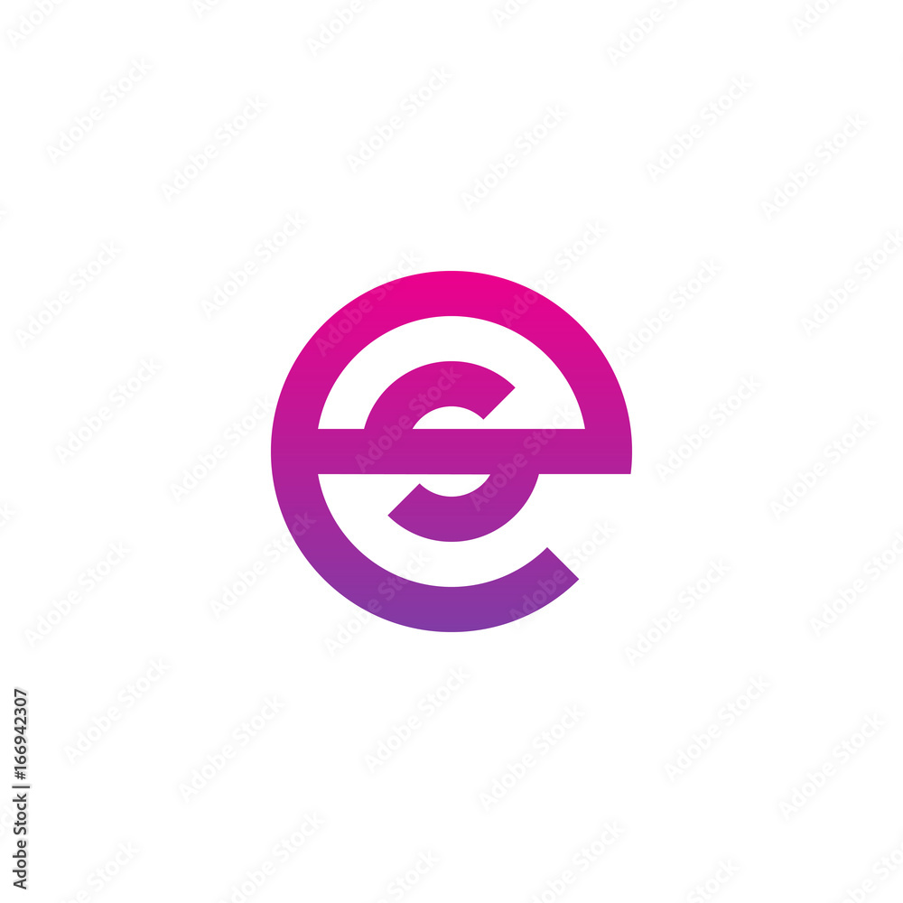 Initial letter es, se, s inside e, linked line circle shape logo, purple pink gradient color
Initial letter es, se, s inside e, linked line circle shape logo, purple pink gradient color