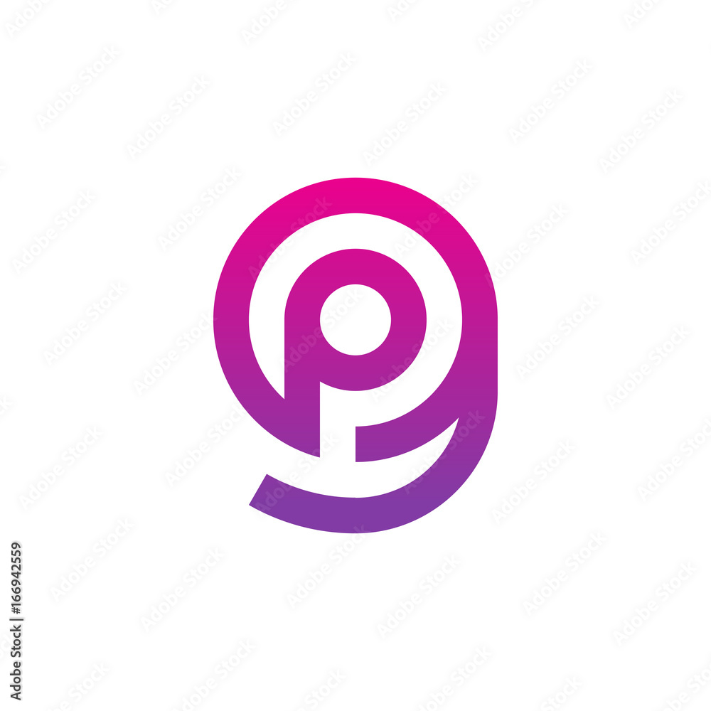 Initial letter gp, pg, p inside g, linked line circle shape logo, purple pink gradient color Initial letter gp, pg, p inside g, linked line circle shape logo, purple pink gradient color