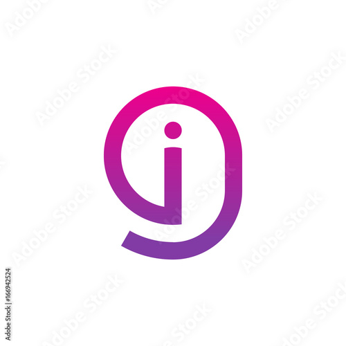 Initial letter gi, ig, i inside g, linked line circle shape logo, purple pink gradient color