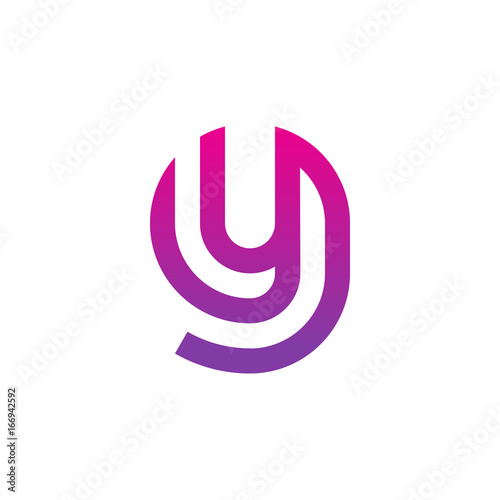 Initial letter gy, yg, y inside g, linked line circle shape logo, purple pink gradient color