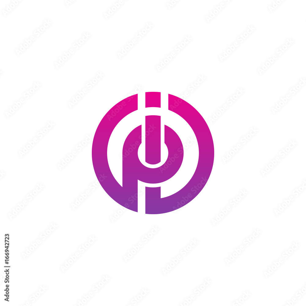Initial letter ip, pi, p inside p, linked line circle shape logo, purple pink gradient color Initial letter ip, pi, p inside p, linked line circle shape logo, purple pink gradient color