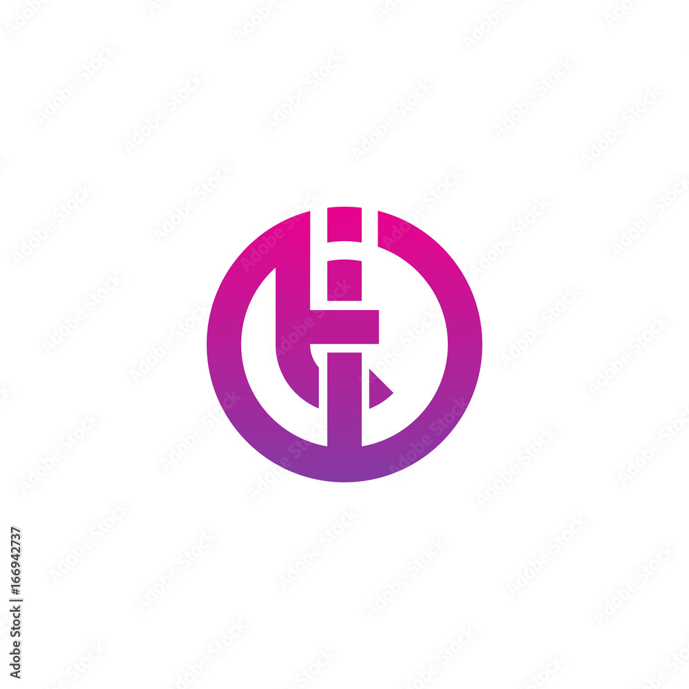 Initial letter it, ti, t inside i, linked line circle shape logo, purple pink gradient color Initial letter it, ti, t inside i, linked line circle shape logo, purple pink gradient color