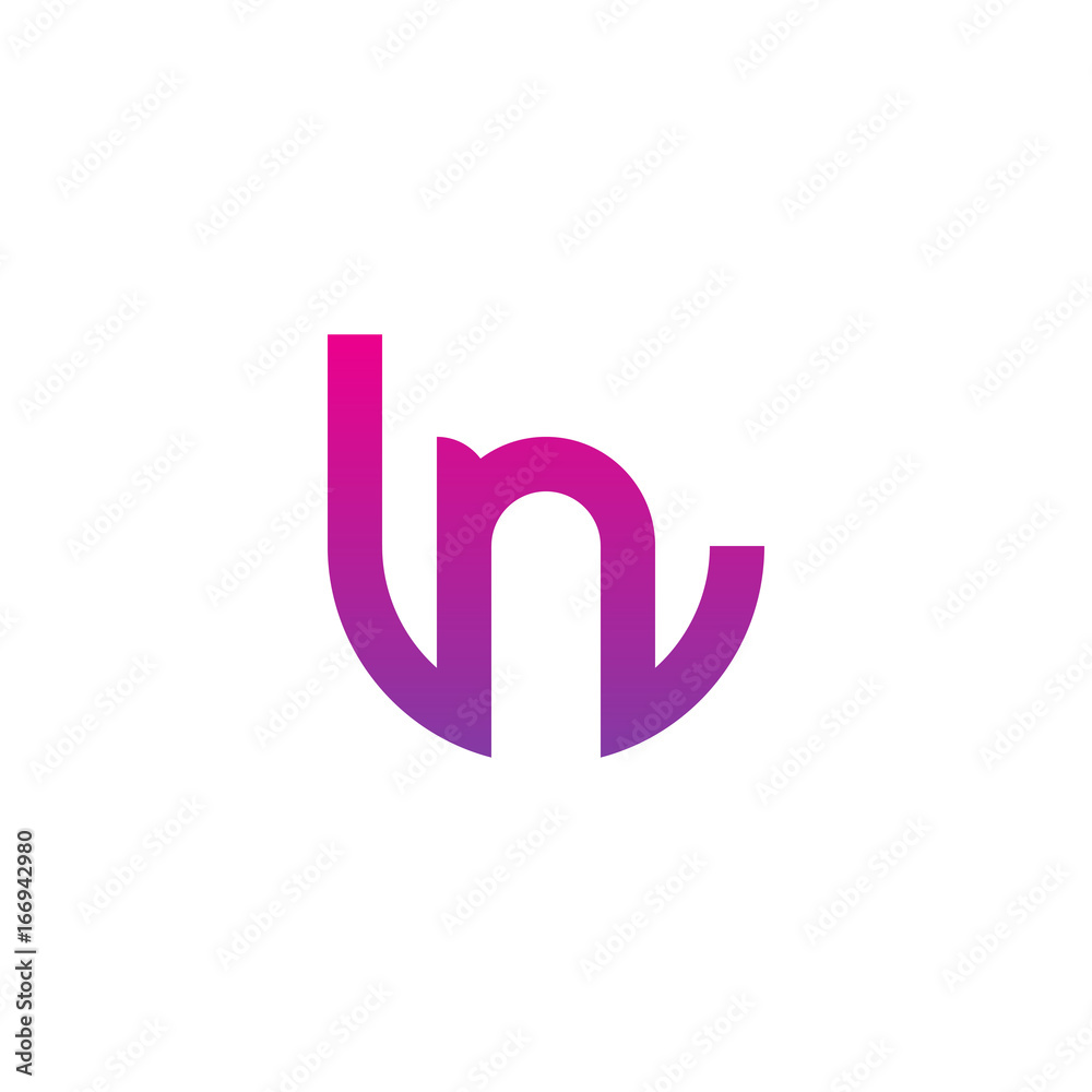 Initial letter ln, nl, n inside l, linked line circle shape logo, purple pink gradient color