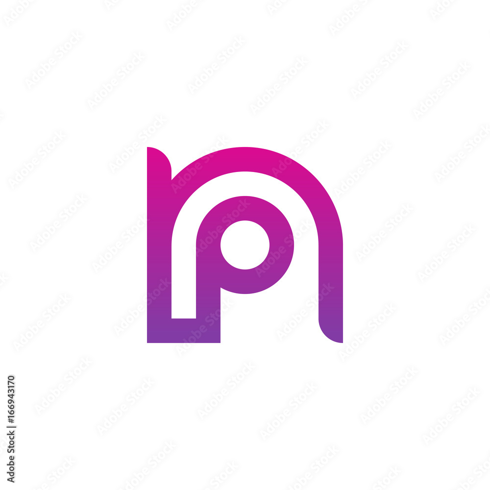 Initial letter np, pn, p inside n, linked line circle shape logo, purple pink gradient color Initial letter np, pn, p inside n, linked line circle shape logo, purple pink gradient color