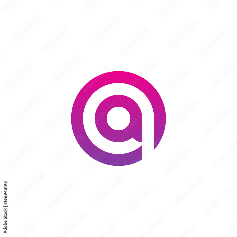 Initial letter oa, ao, a inside o, linked line circle shape logo, purple pink gradient color Initial letter oa, ao, a inside o, linked line circle shape logo, purple pink gradient color