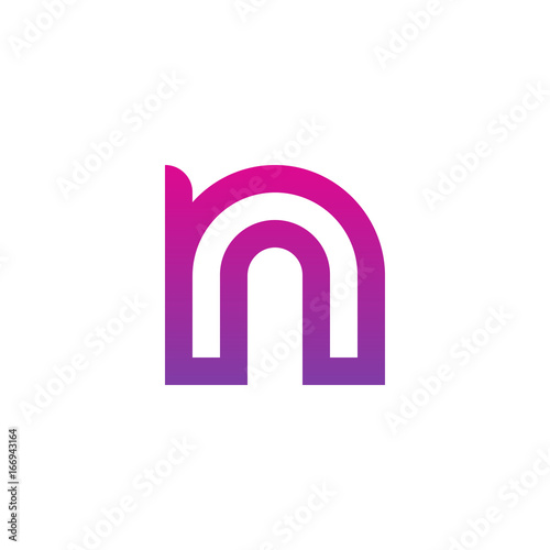 Initial letter nn, n inside n, linked line circle shape logo, purple pink gradient color photo