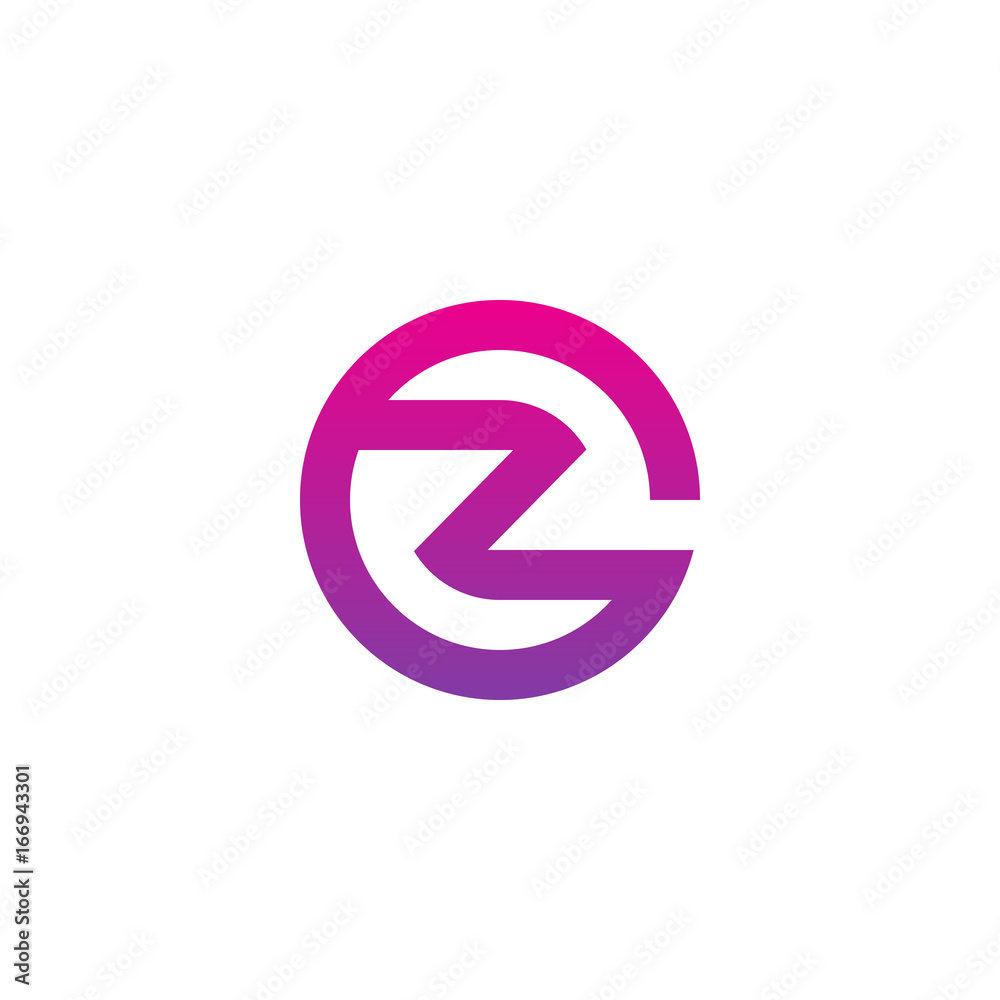 Initial letter oz, zo, o inside o, linked line circle shape logo, purple pink gradient color Initial letter oz, zo, o inside o, linked line circle shape logo, purple pink gradient color