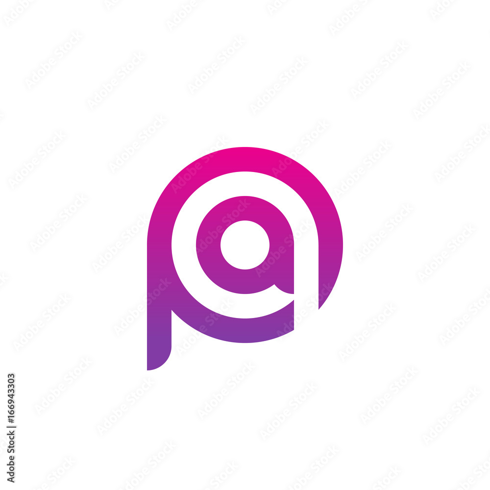Initial letter pa, ap, a inside p, linked line circle shape logo, purple pink gradient color Initial letter pa, ap, a inside p, linked line circle shape logo, purple pink gradient color