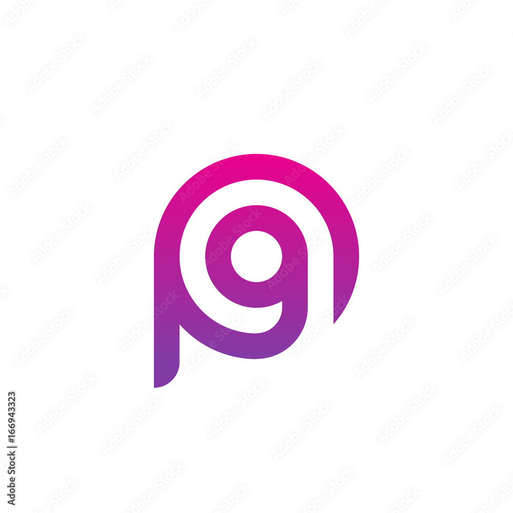 Initial letter pg, gp, g inside p, linked line circle shape logo, purple pink gradient color Initial letter pg, gp, g inside p, linked line circle shape logo, purple pink gradient color