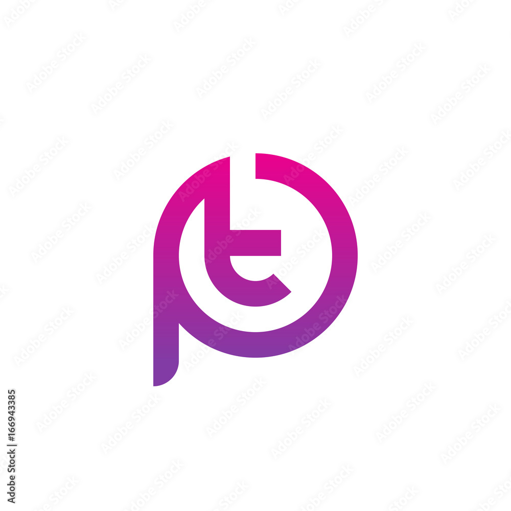 Initial letter pt, tp, t inside p, linked line circle shape logo, purple pink gradient color Initial letter pt, tp, t inside p, linked line circle shape logo, purple pink gradient color