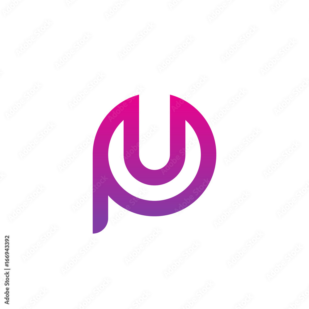 Initial letter pu, up, u inside p, linked line circle shape logo, purple pink gradient color Initial letter pu, up, u inside p, linked line circle shape logo, purple pink gradient color