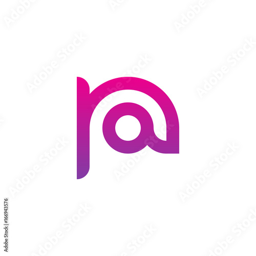Initial letter ra, ar, a inside r, linked line circle shape logo, purple pink gradient color


