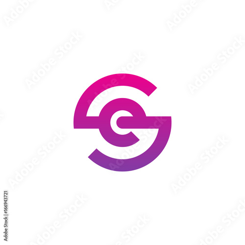 Initial letter se, es, e inside s, linked line circle shape logo, purple pink gradient color