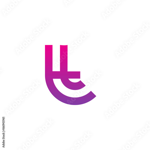 Initial letter tt, t inside t, linked line circle shape logo, purple pink gradient color

