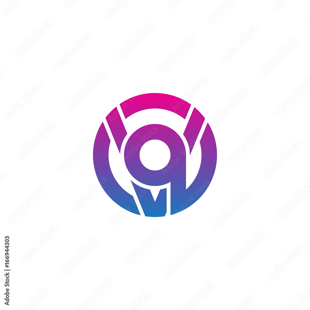 Initial letter vq, qv, q inside v, linked line circle shape logo, purple pink gradient color
Initial letter vq, qv, q inside v, linked line circle shape logo, purple pink gradient color