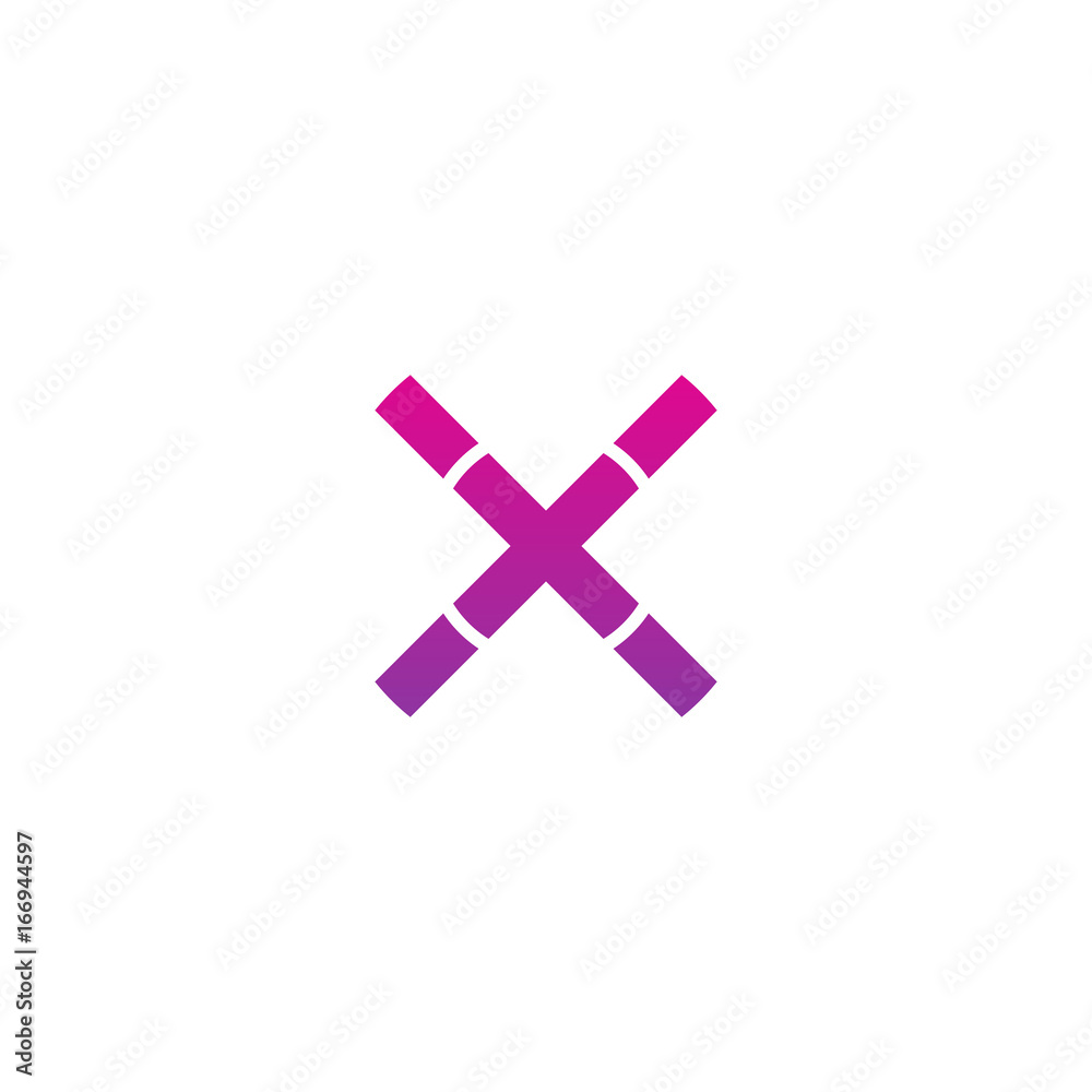 Fototapeta premium Initial letter xx, x inside x, linked line circle shape logo, purple pink gradient color