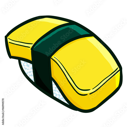 Funny and yummy yellow sushi ready to eat - vector.