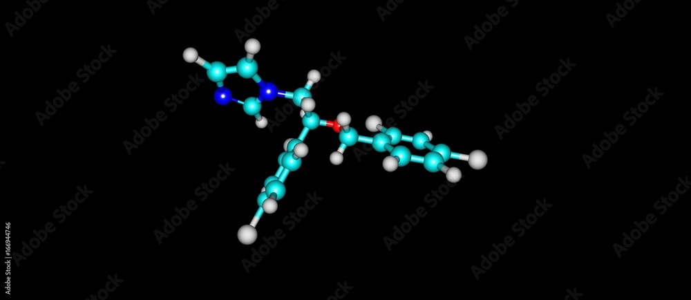 Miconazole molecular structure isolated on black