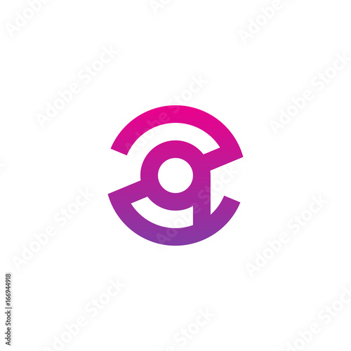 Initial letter zq, qz, q inside z, linked line circle shape logo, purple pink gradient color