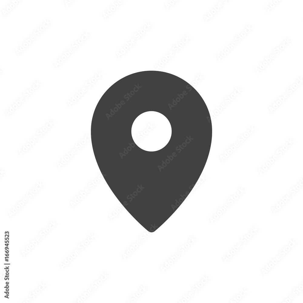 Location pin simple icon vector, filled flat sign, solid glyph isolated on white. Map pointer symbol, logo illustration. Pixel perfect vector graphics Location pin simple icon vector, filled flat sign, solid glyph isolated on white. Map pointer symbol, logo illustration. Pixel perfect vector graphics