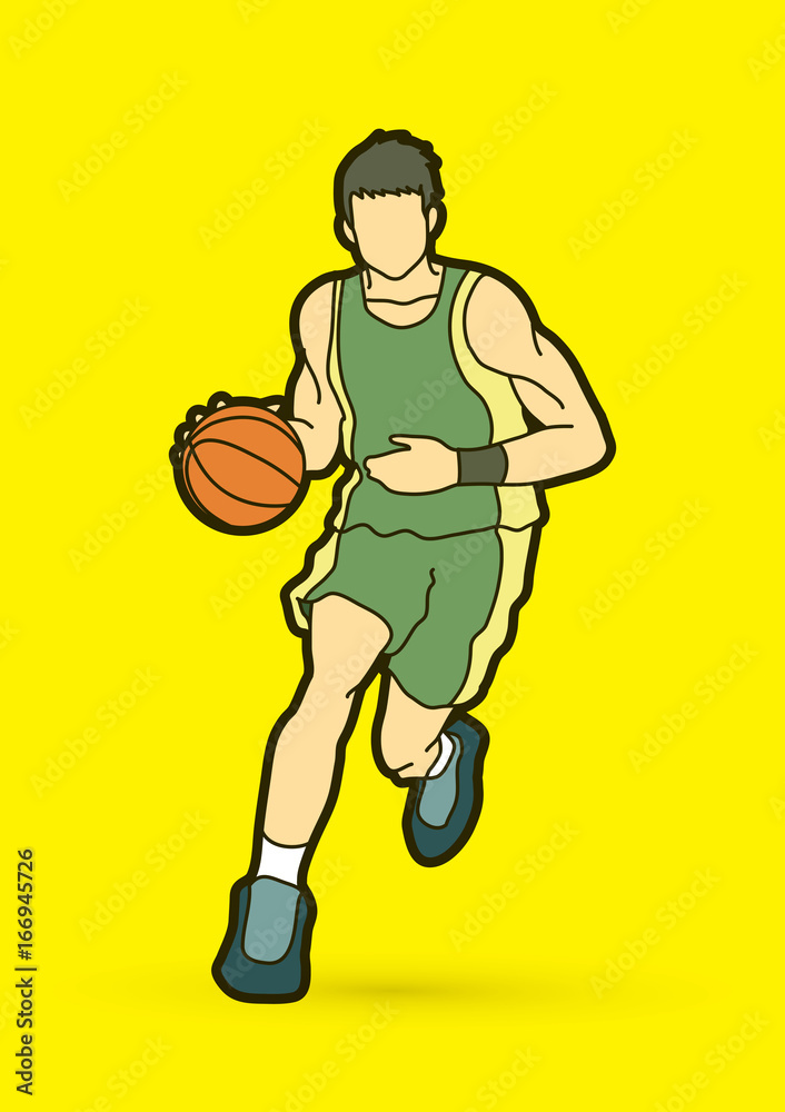 Basketball player running front view  graphic vector