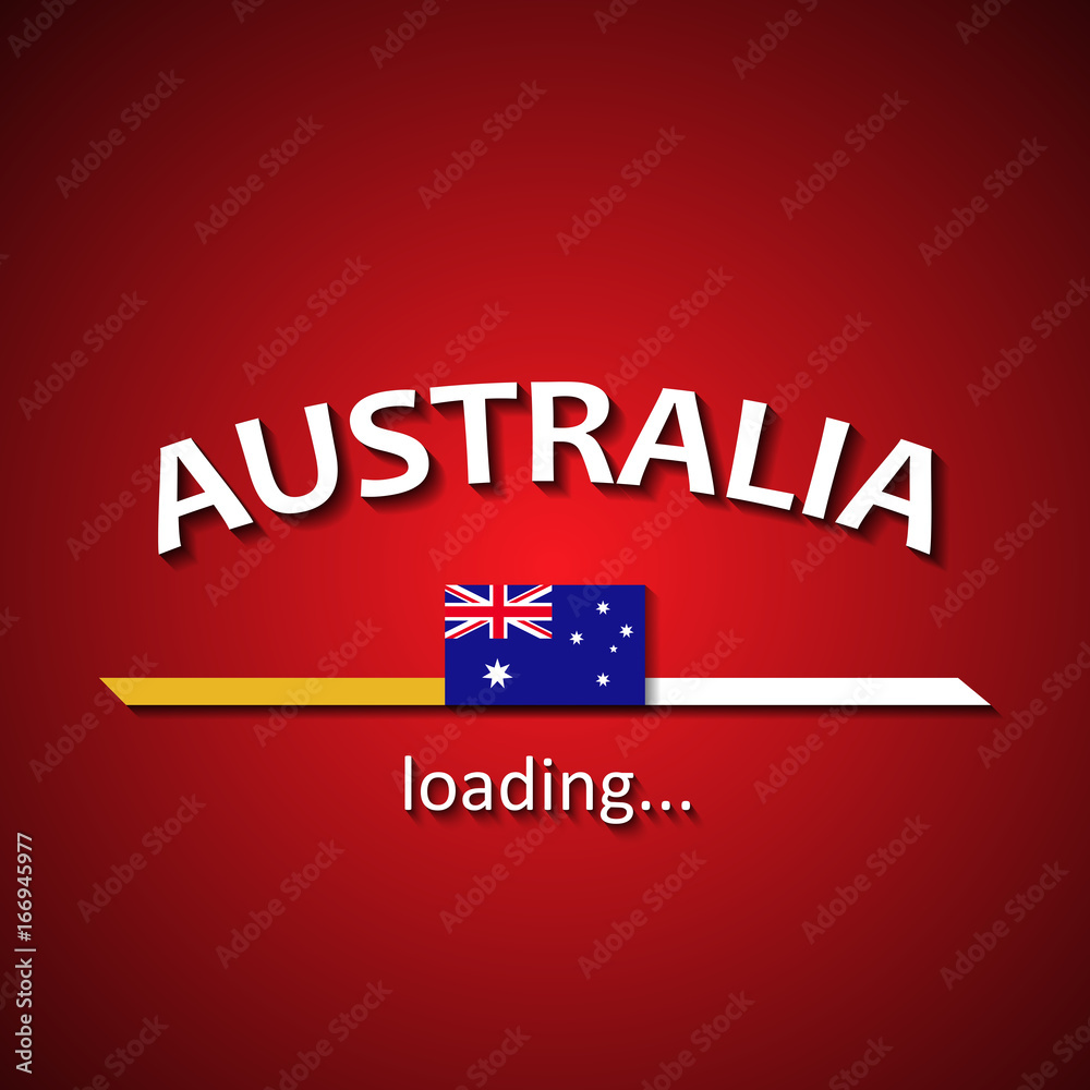 Australian flag loading bar - tourism banner for travel agencies and for other different events
