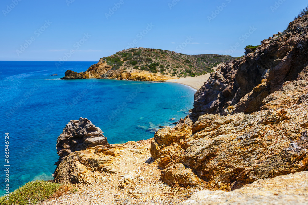 Famous beach at Vai with beautiful palm forest on east Crete, Greece