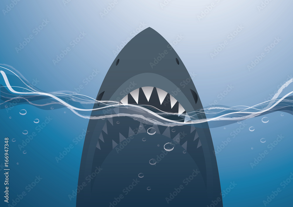 shark in the blue sea background vector illustration