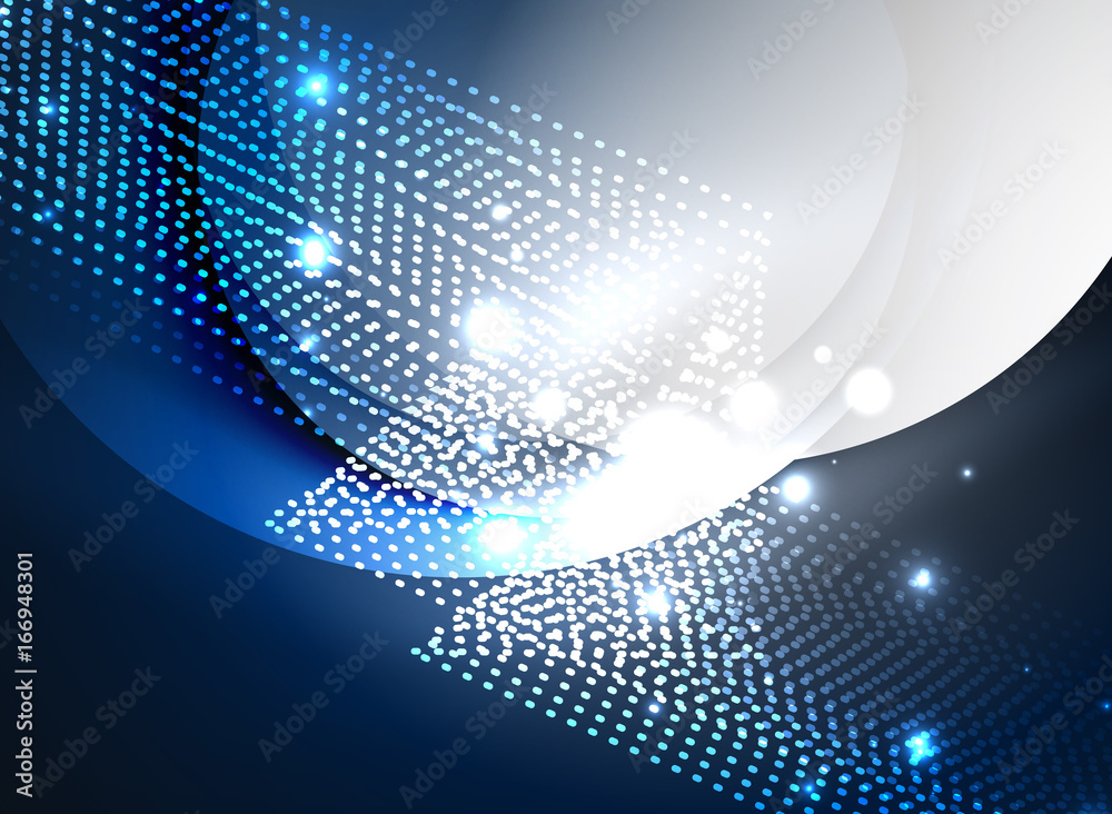 Glowing wave created with particles on dark color background Glowing wave created with particles on dark color background