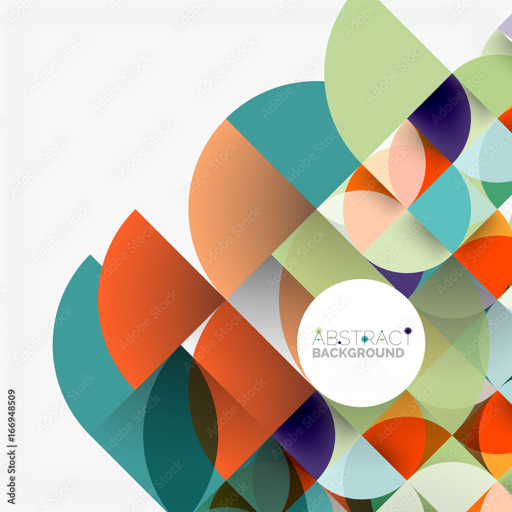 Cut paper circles, mosaic mix geometric pattern design