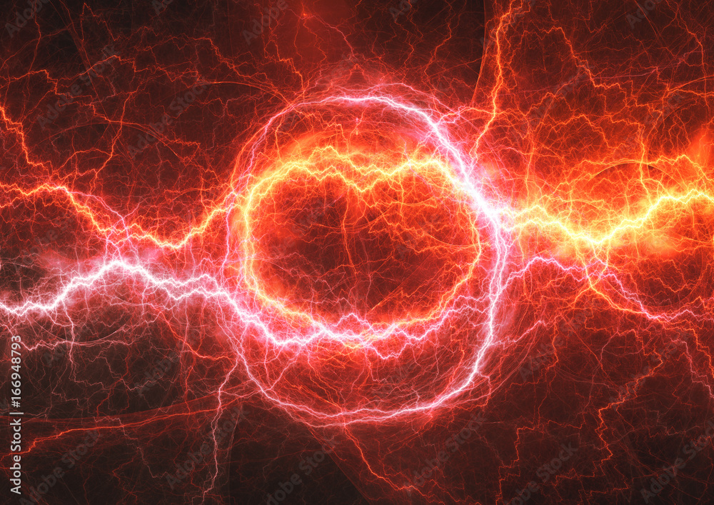 Red hot plasma, electrical lightning background