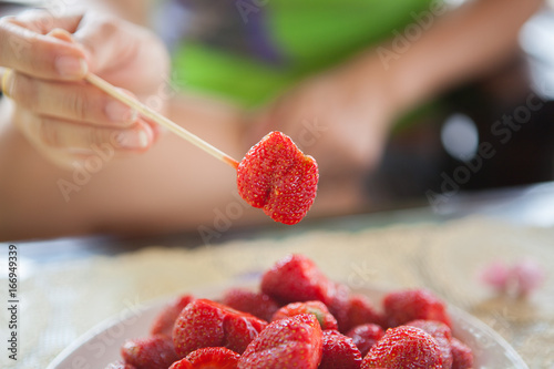 Fresh strawberry on a stick