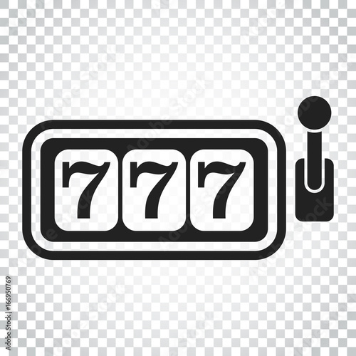 Casino slot machine flat vector icon. 777 jackpot illustration pictogram. Business concept simple flat pictogram on isolated background.