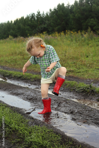 Child in a puddle