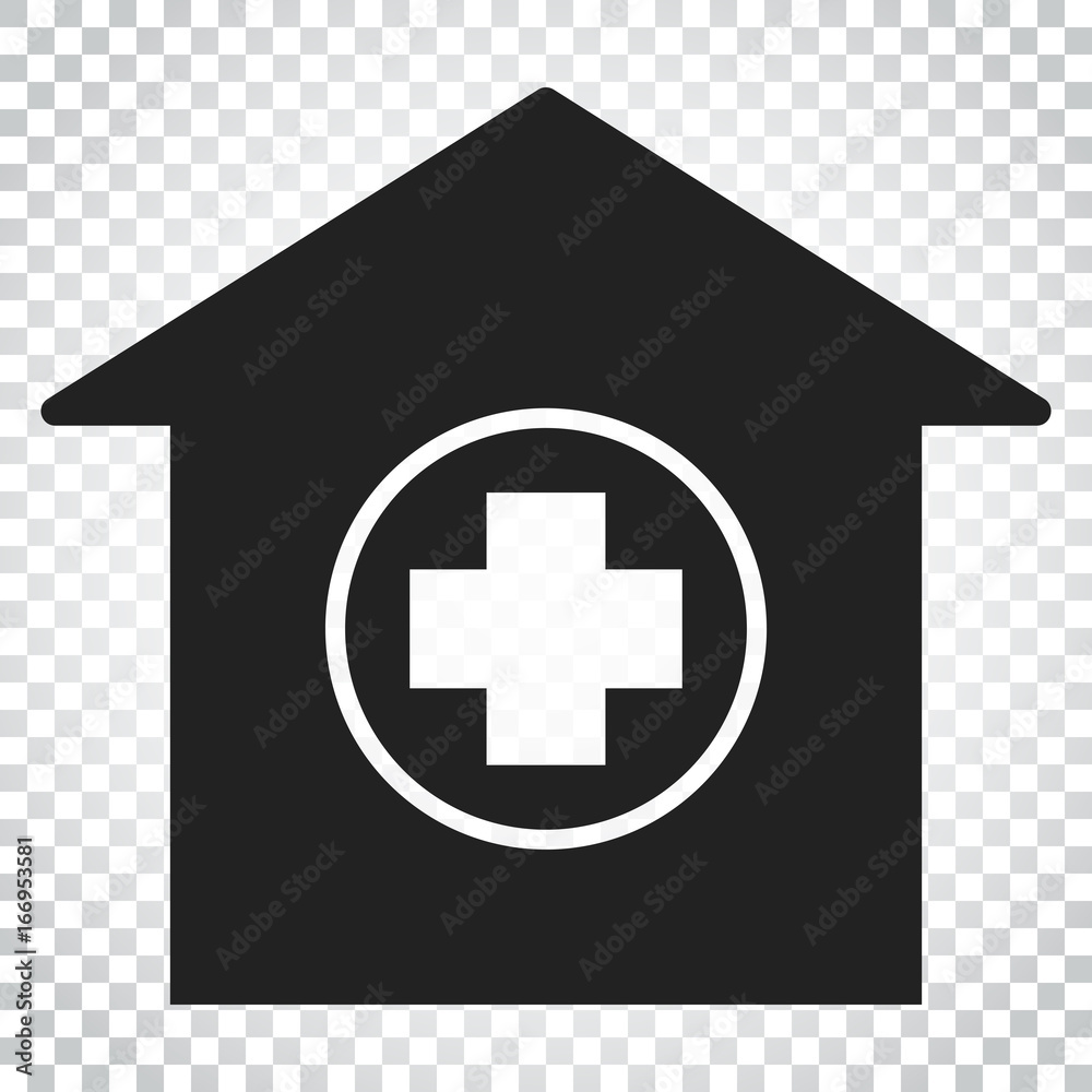 Obraz premium Hospital building vector icon. Infirmary medical clinic sign illustration. Business concept simple flat pictogram on isolated background.