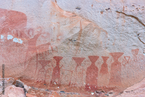 Pre-historical cave paintings over 3000 years at Pha Tam National Park, Ubon Ratchathani, Thailand photo