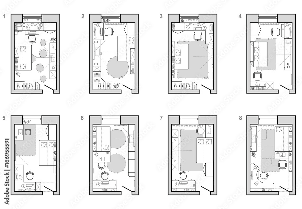 Furniture plan of child's room, Floor plan symbol as architecture design  elements. A set of icon isolated on white background. Vector. Stock Vector  | Adobe Stock