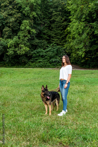 The girl and her gorgeous German shepherd © dmytrobandak