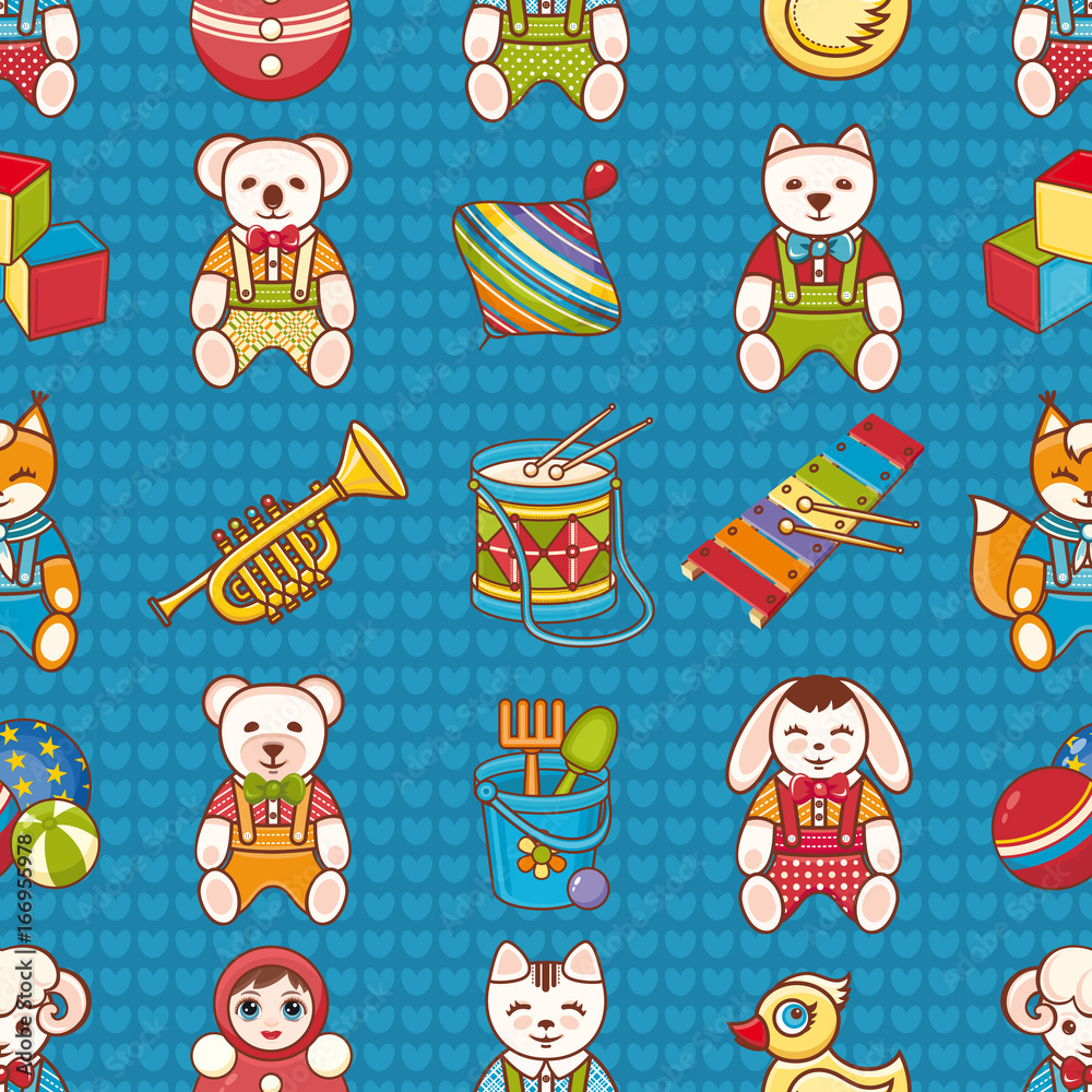 Fototapeta premium Child toy seamless pattern. Design element 