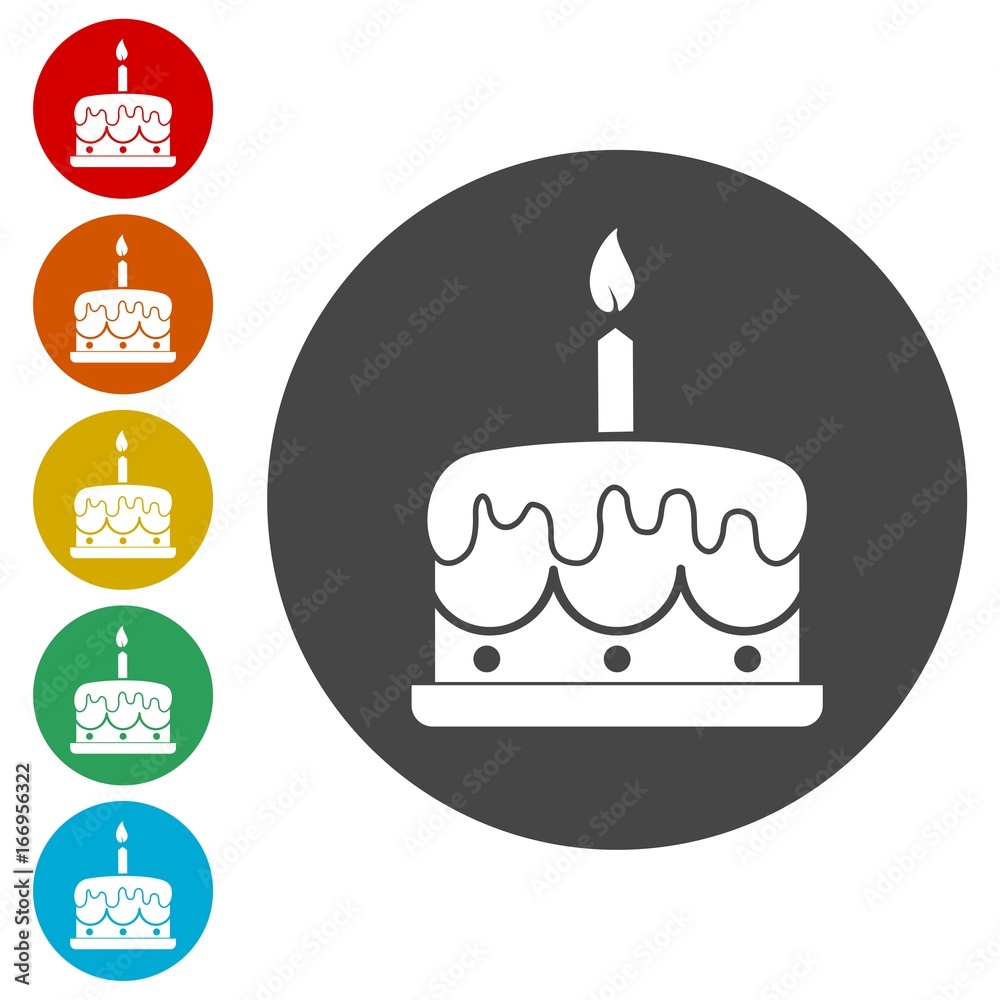 Birthday cake icons set - vector Illustration Birthday cake icons set - vector Illustration