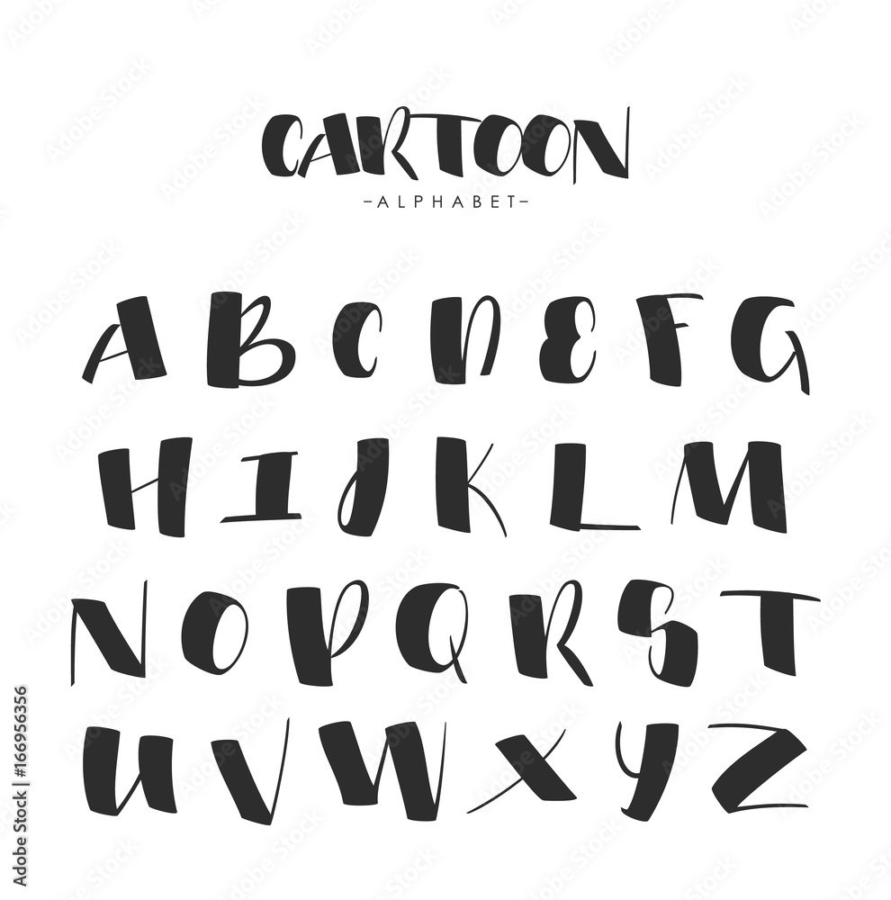 Vector illustration: Hand Drawn English cartoon alphabet letters on white background. Vector illustration: Hand Drawn English cartoon alphabet letters on white background.