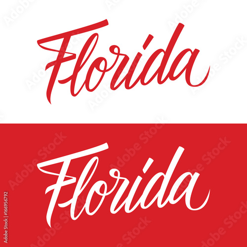 Handwritten U.S. state name Florida. Calligraphic element for your design. Vector illustration.