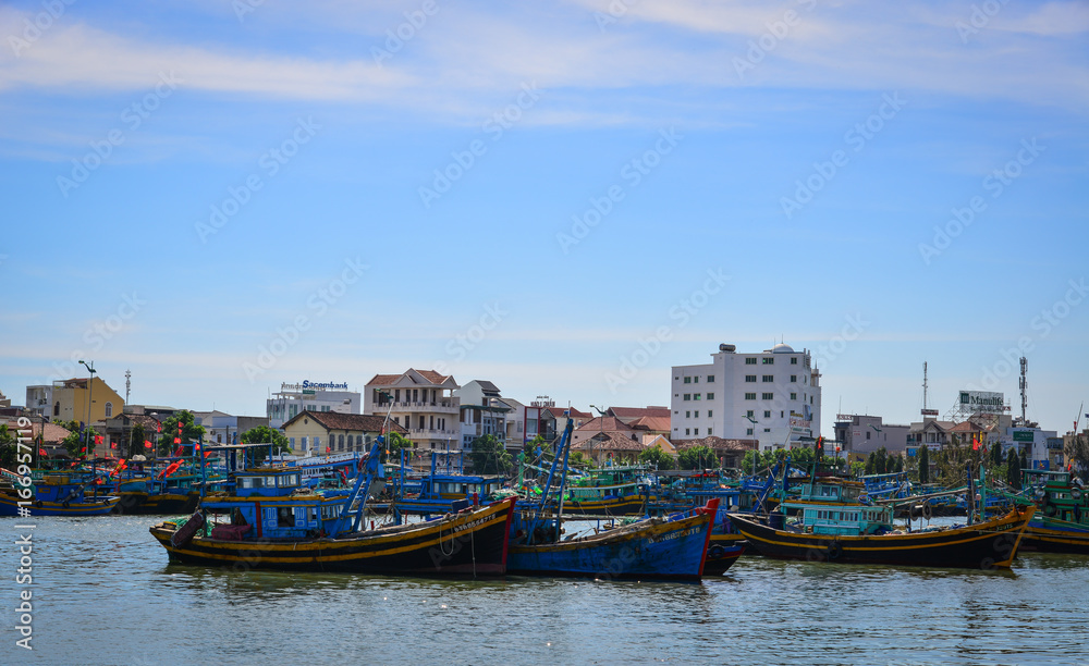 Fishing boats on Nha Trang Bay in Vietnam