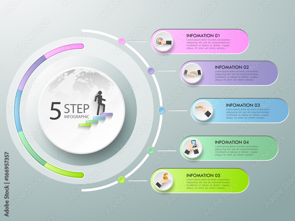 Design circle infographic template 5 options. can be used for workflow ...