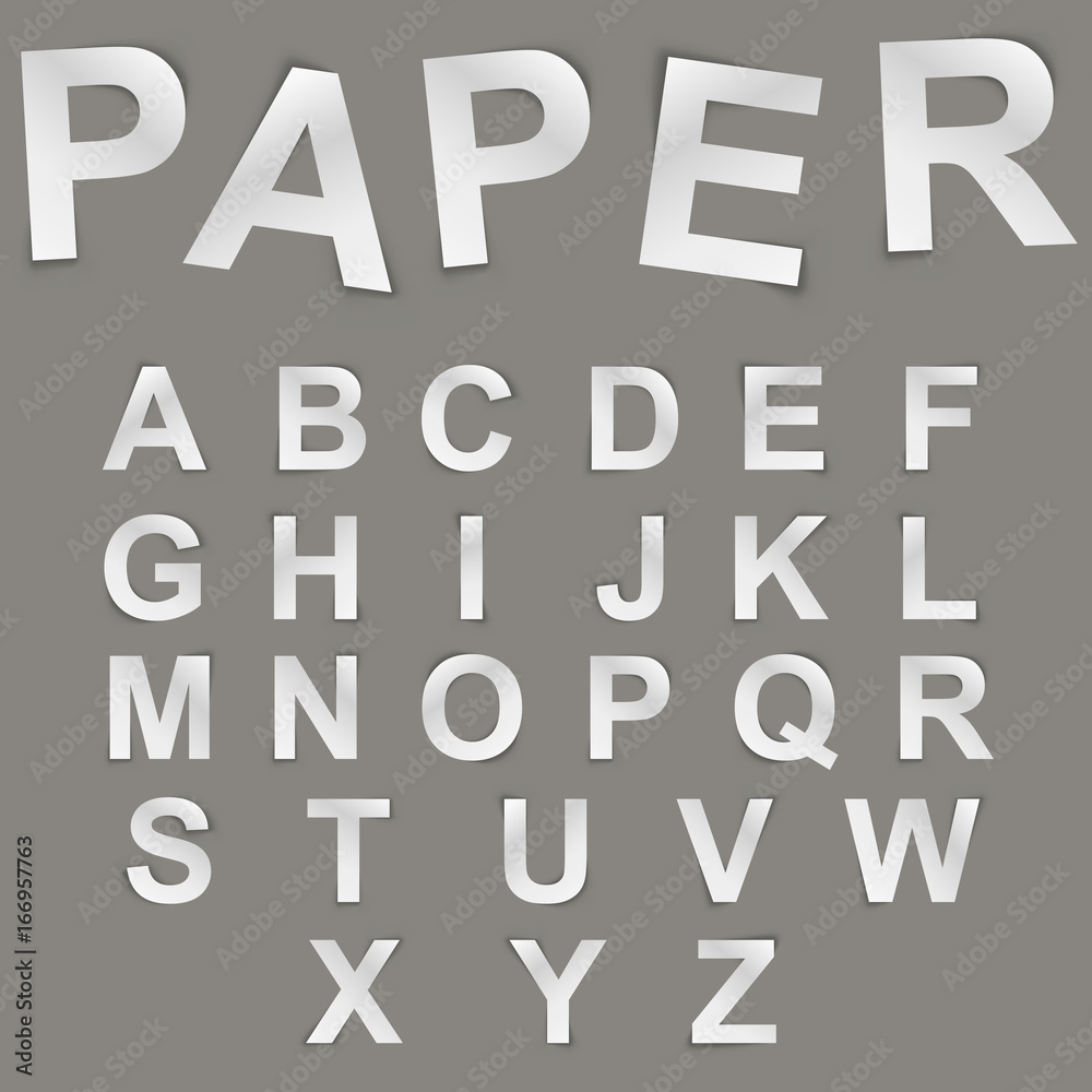 White paper alphabet White paper alphabet